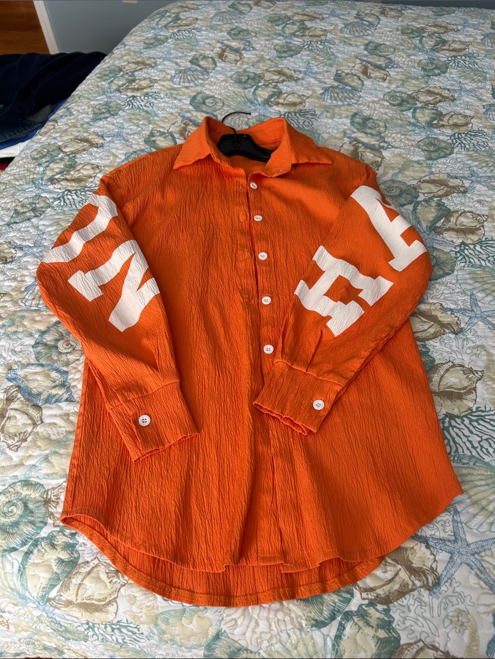 SHEIN Orange Button-Down Shirt HAMPTON